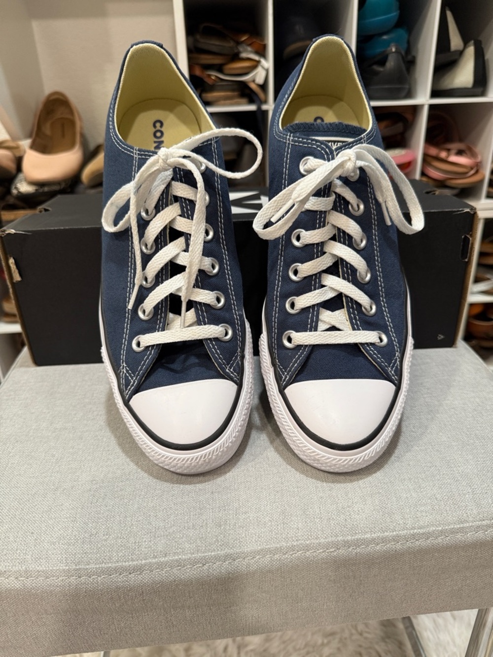 Converse Navy and White Low-Top Canvas Sneaker - Picture 4 of 5